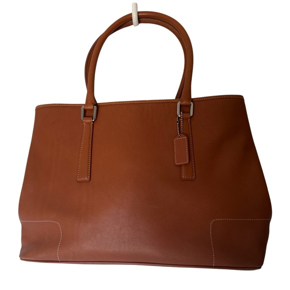 Coach Hampton Tan Leather Satchel Tote Vintage Handbag - Picture 1 of 13